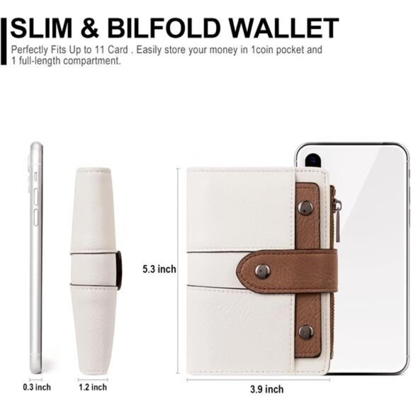 Small Womens Wallet Leather Bifold Slim Card Holder Organizer ID Window Purse - Picture 3 of 7